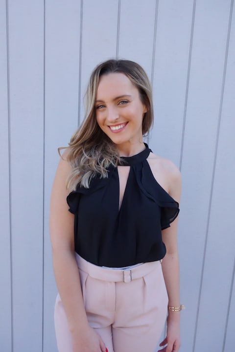 Hayley Cooper models a formal outfit